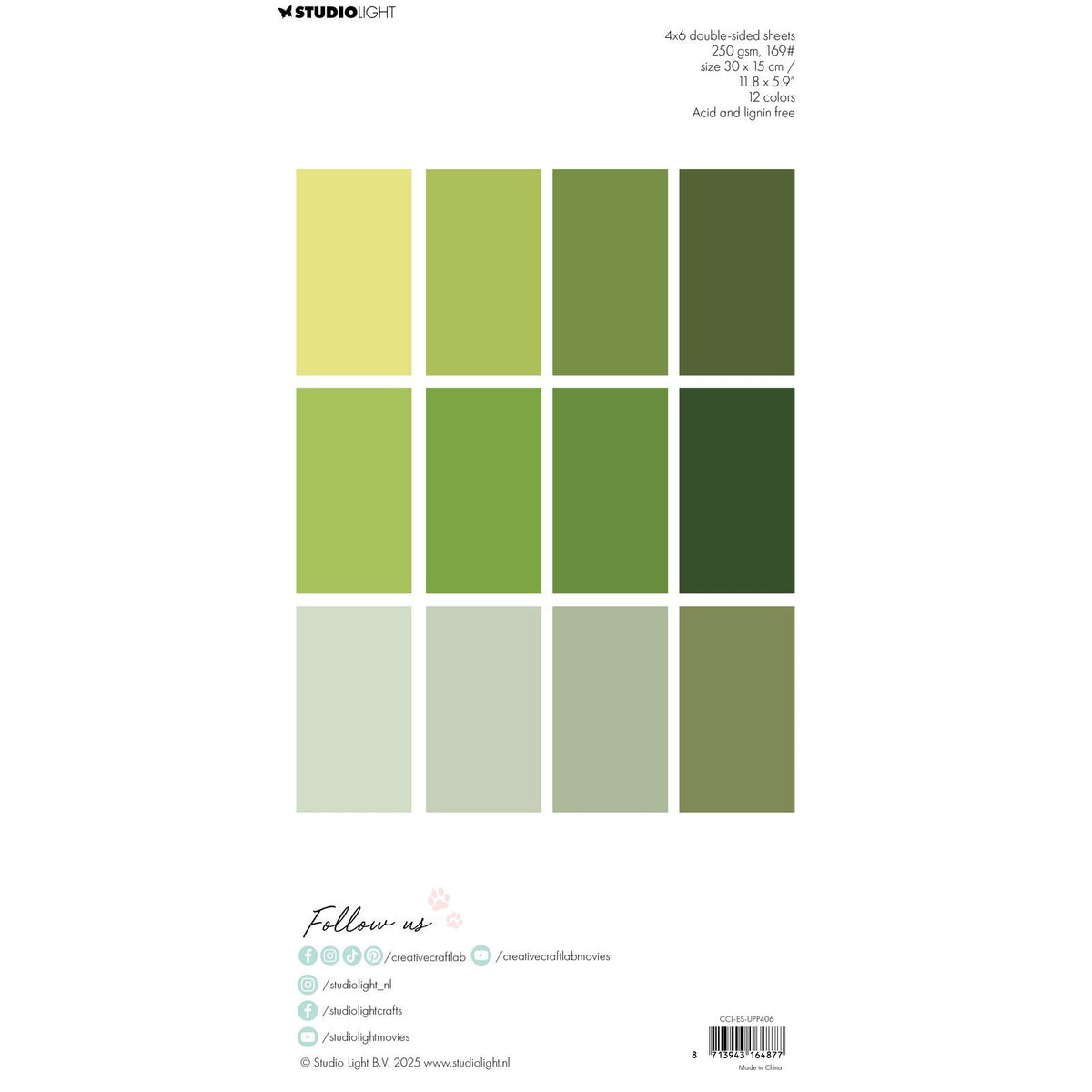 Creative craftlab • bloc de papier unicolor tous les essentiels verts