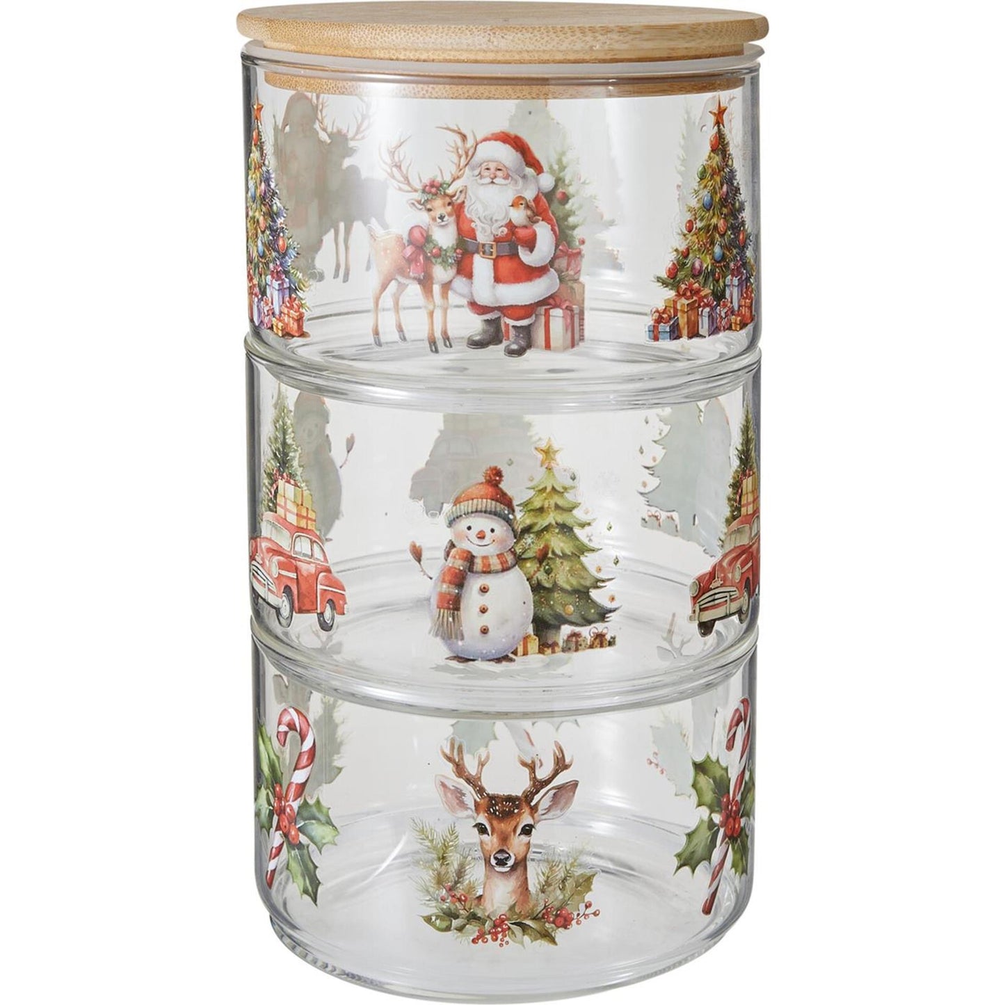 Pot de rangement de style maison en verre de Noël à 3 couches