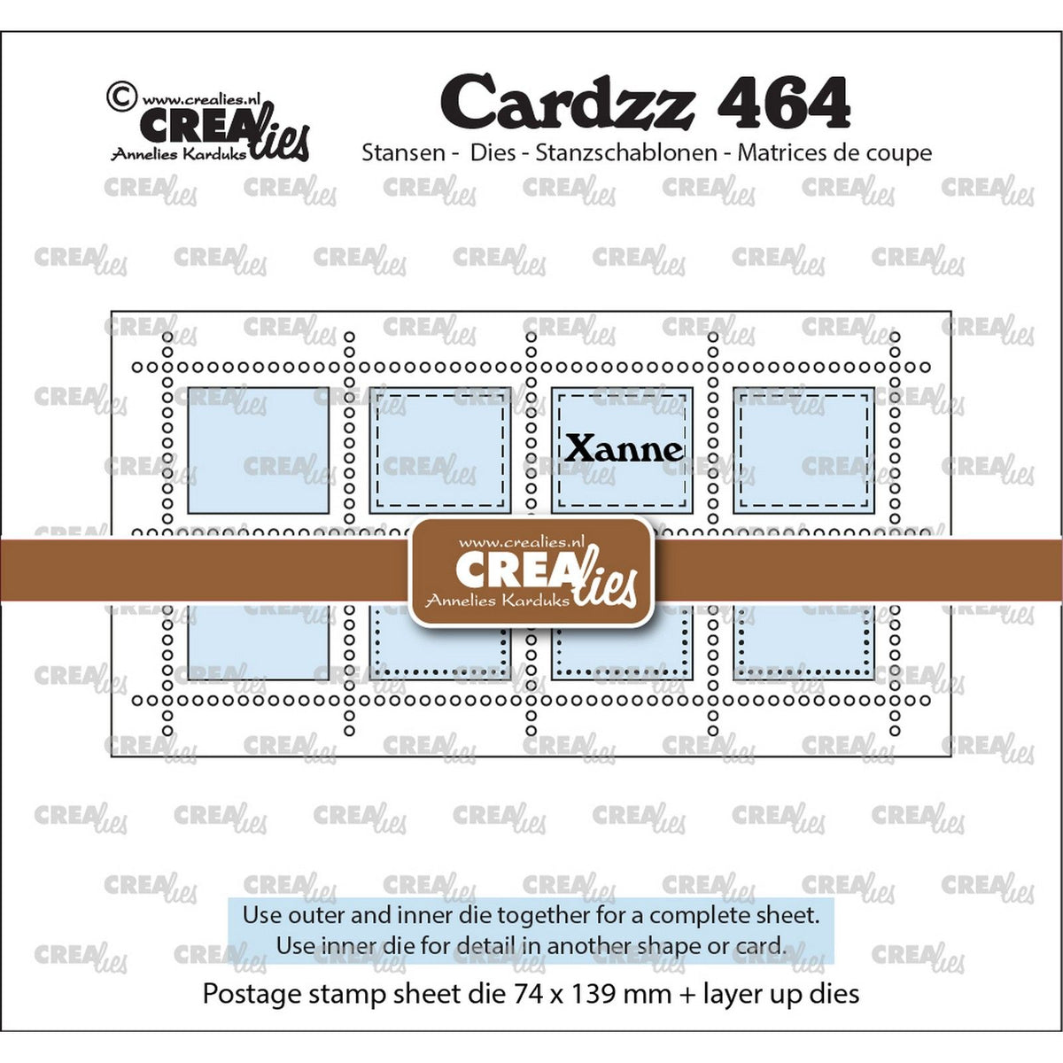 Crealies • cardzz die mini feuille de tampons slimline xanne avec 8 rectangles