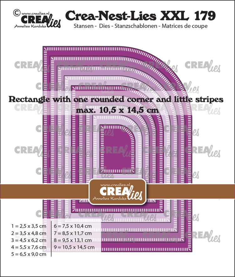 Crealies • crea-nest-lies xxl poinçon rectangle avec un coin arrondi avec petites rayures