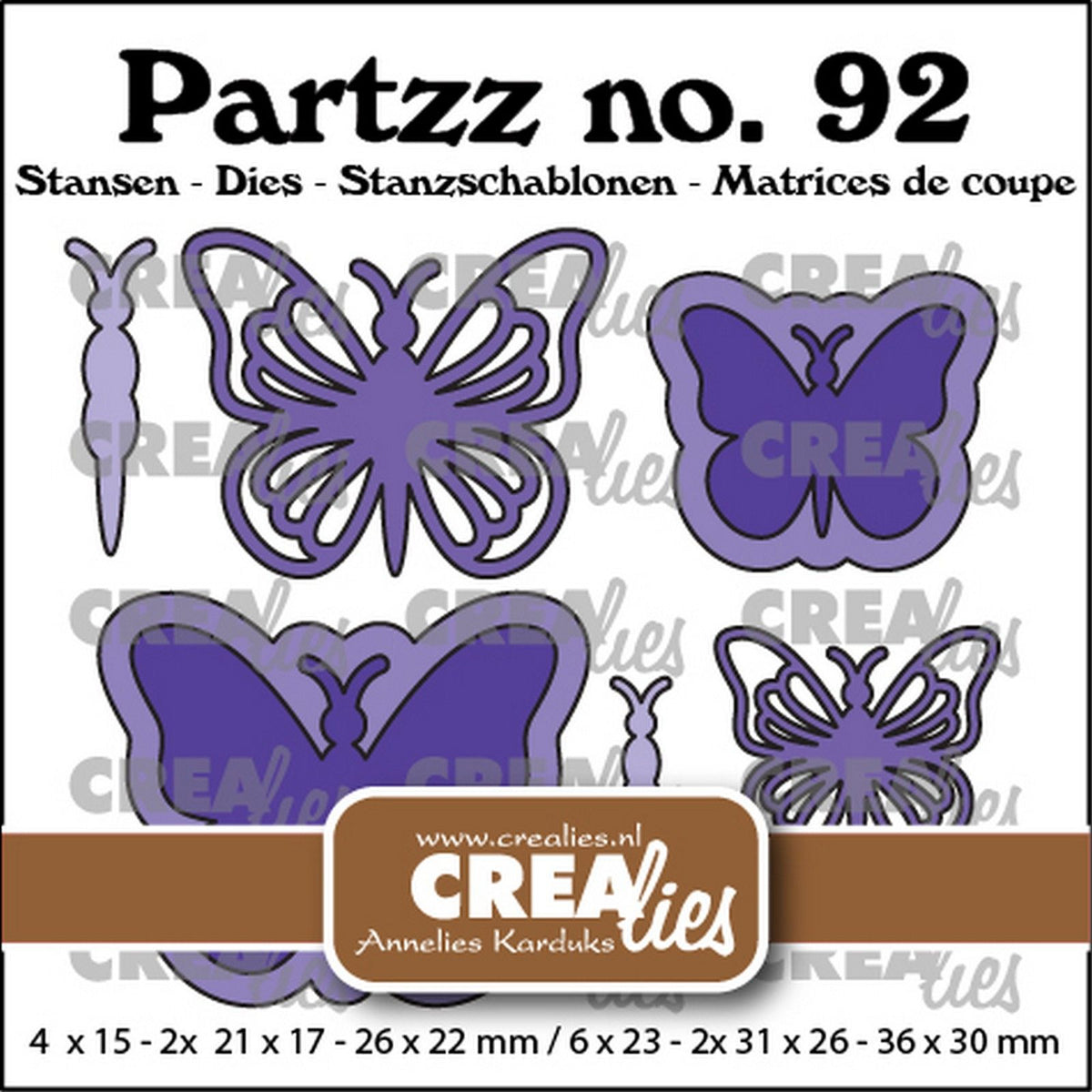 Crealies • Matrice de découpe papillon, moyen et petit