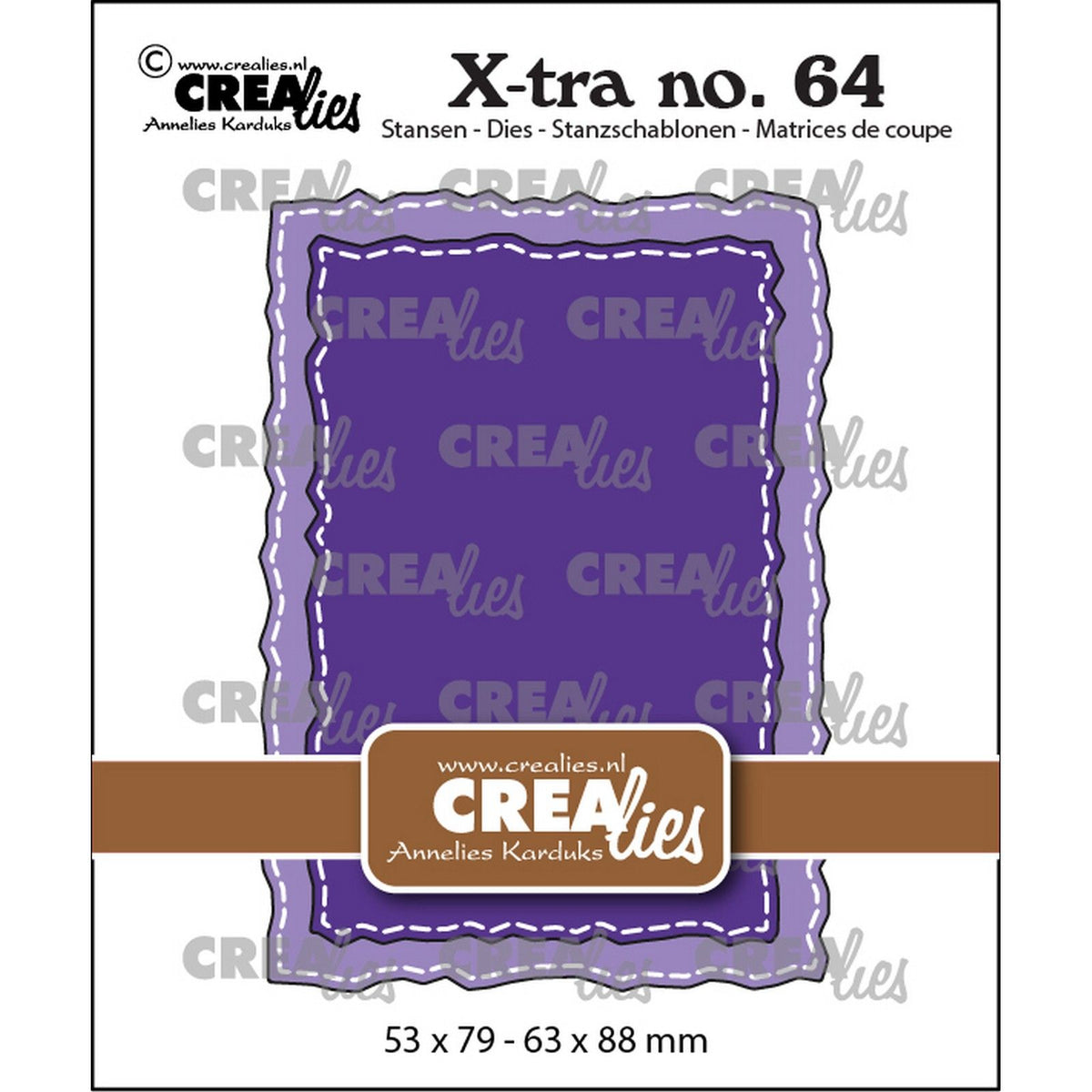 Crealies • Gabarit de découpe X-tra avec bords bruts et ligne de point de verrouillage