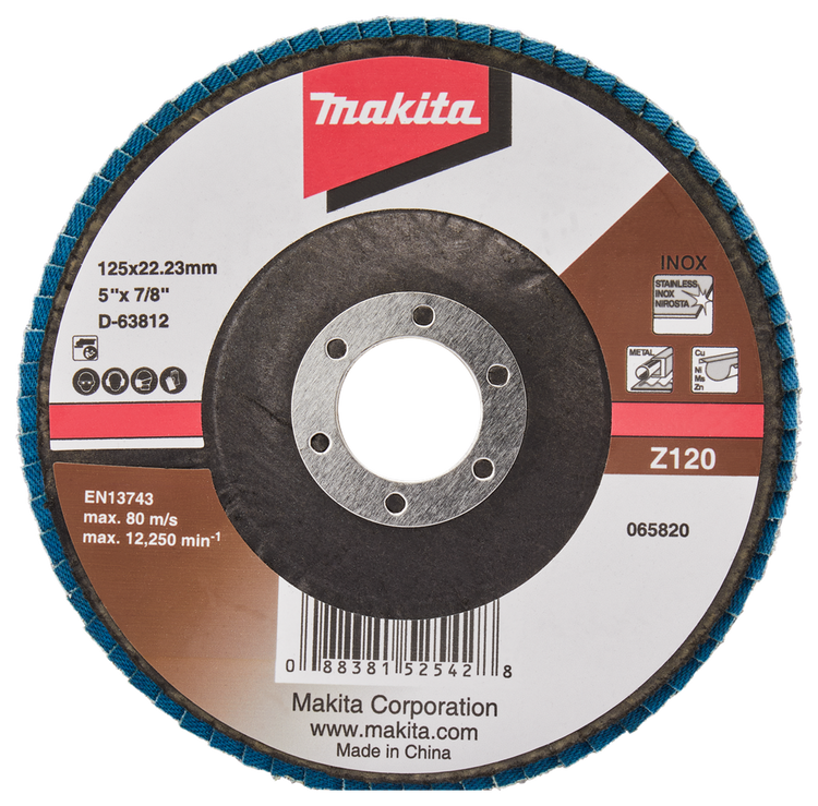 Makita accessoires disque de ponçage à lamelles 125mm z120 - d-63812-10 d-63812-10