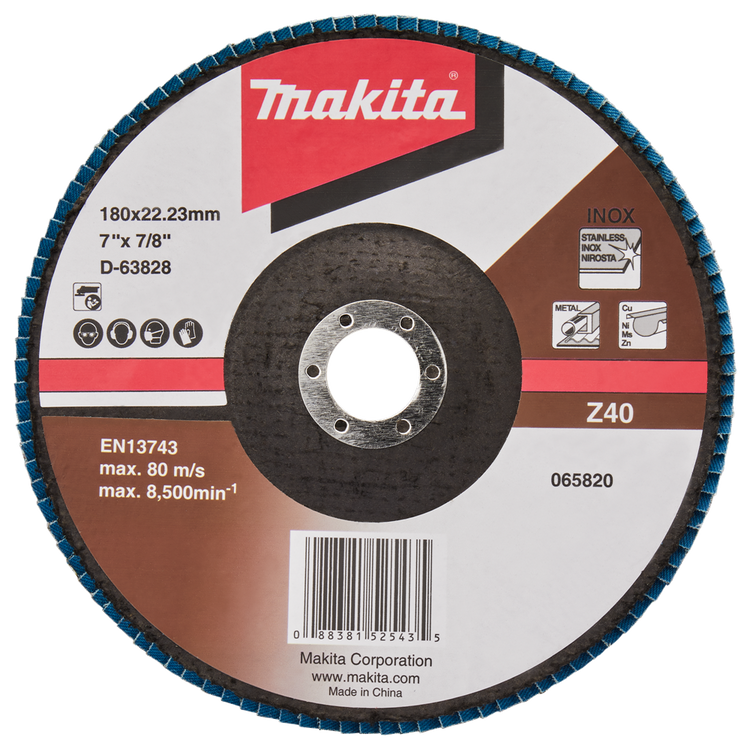 Makita accessoires disque de ponçage à lamelles 180mm z40 - d-63828-10 d-63828-10