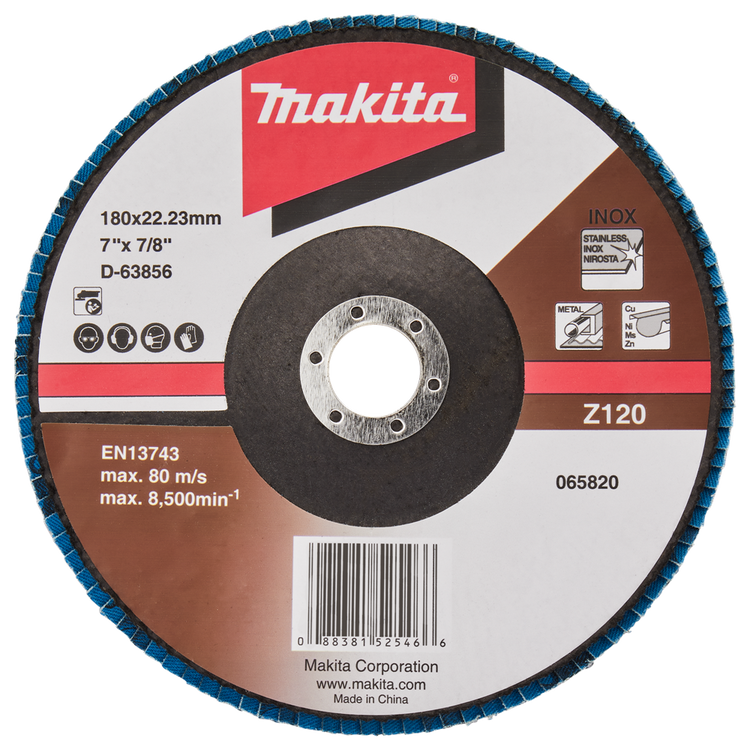 Makita accessoires disque de ponçage à lamelles 180mm z120 - d-63856-10 d-63856-10