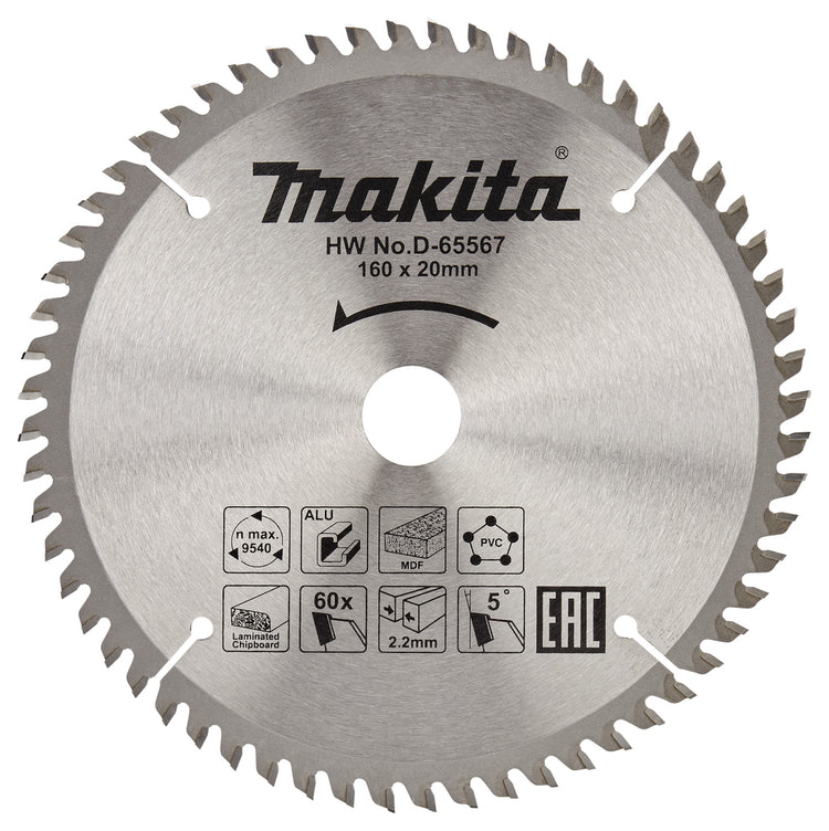Accessoires Makita d-65567 lame de scie transversale | matériaux divers | 160x20x2,2 | 60 tonnes | 5g - d-65567