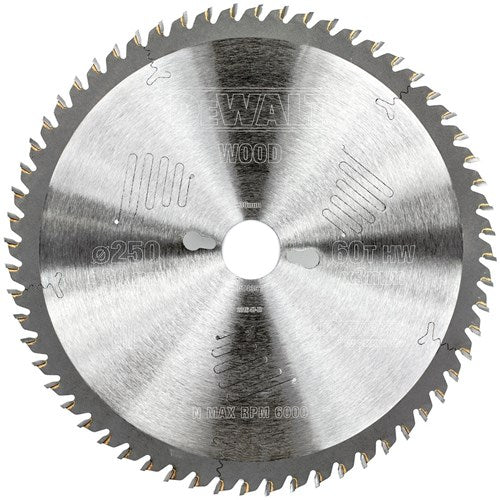Accessoires Dewalt lame de scie circulaire 250x30x60t, dents alternées, positif 10°, encoche 3,0mm - dt4351-qz