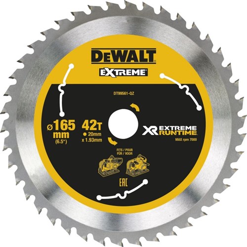 Accessoires Dewalt dt99561 xr lame de scie circulaire 165x20mm 42 dents - dt99561-qz