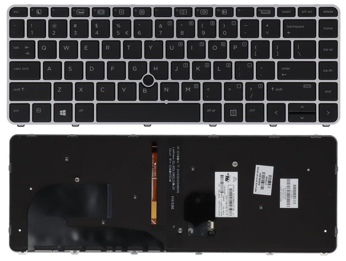 HP ordinateur portable clavier QWERTY US + TrackPoint, rétro-éclairage