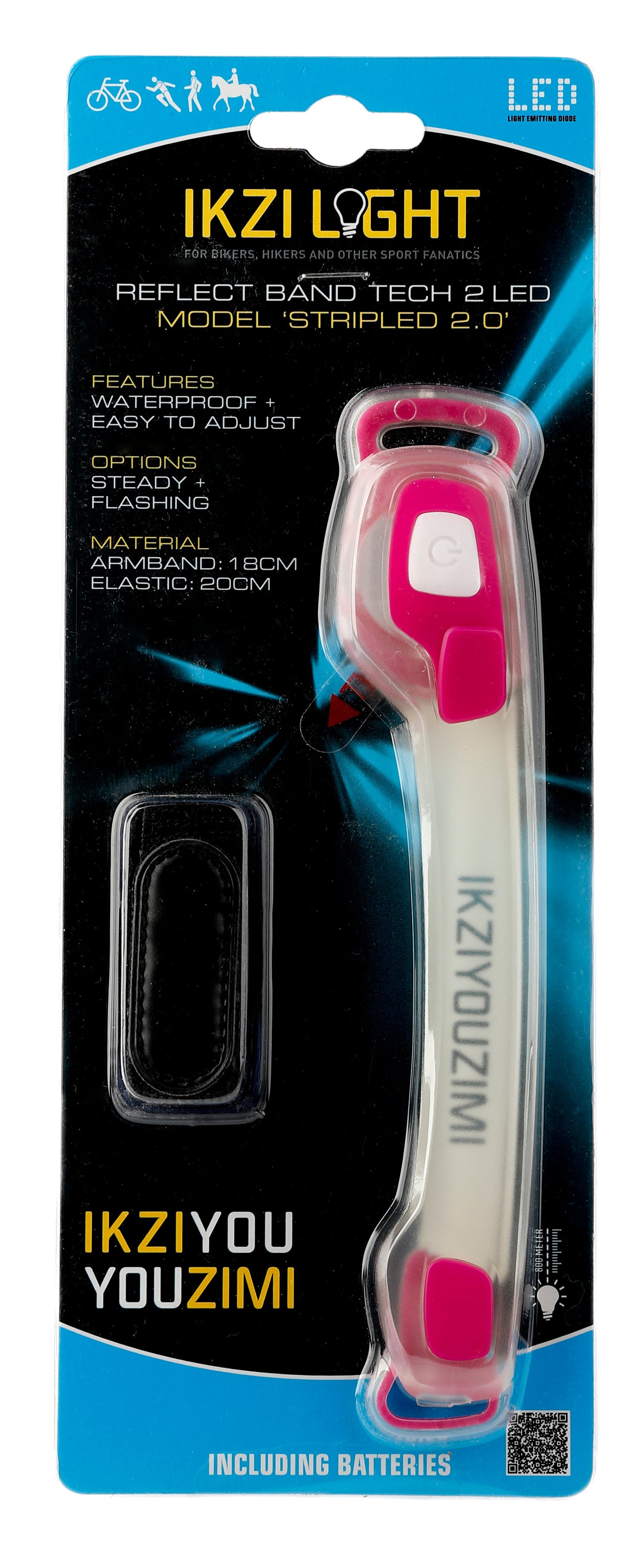 Buzaglo ikzilight bracelet rayé 2 x led rose