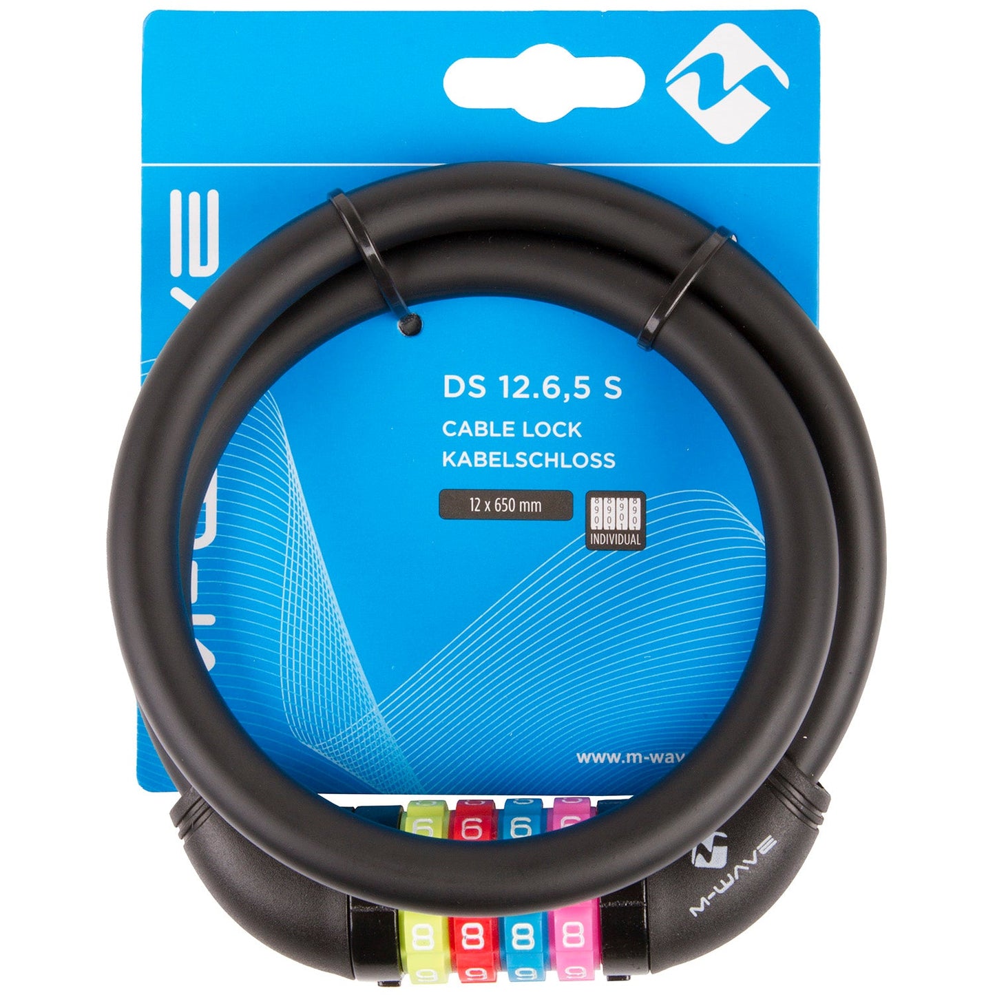 M-wave m-wave verrouillage de câble en silicone noir 65cm12 mm