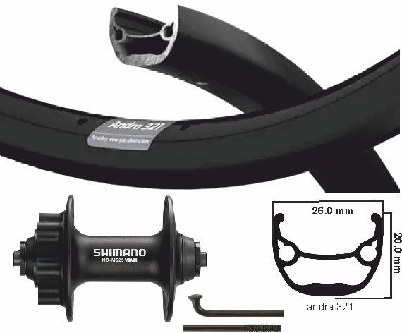 KGS Roue avant 28 pouces (622) Andra 321 PURTAGES DE 6 BOLTS DISC NOIR