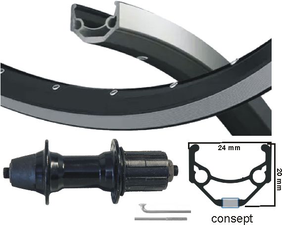 KGS Roue arrière 28 pouces (622) Casse argentée ZAC19 SW. 8 9 panneaux de vitesse