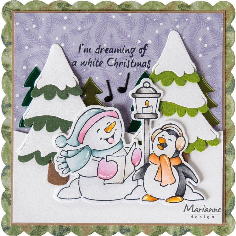 Marianne design • matrice de découpe avec tampons transparents, animaux d'eline, bonhomme de neige, pingouin