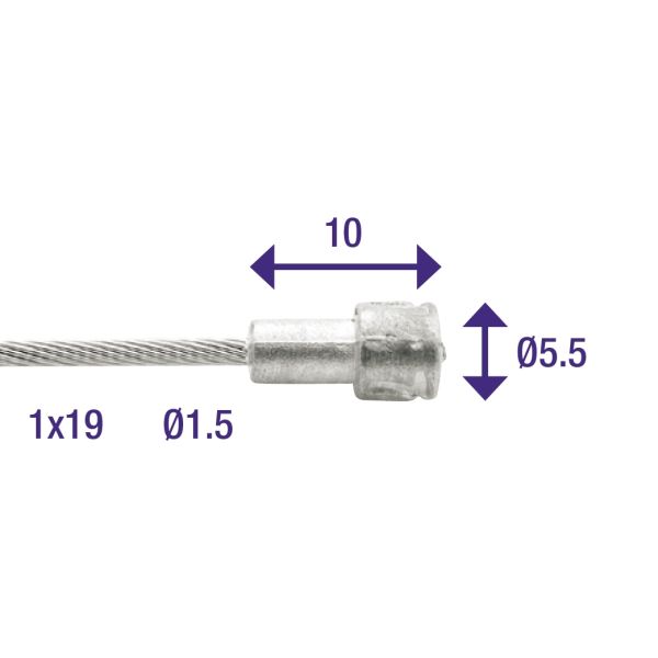 Câble intérieur de frein Elvedes 2000mm acier inoxydable ø1.5mm V-nipple (100 pièces)