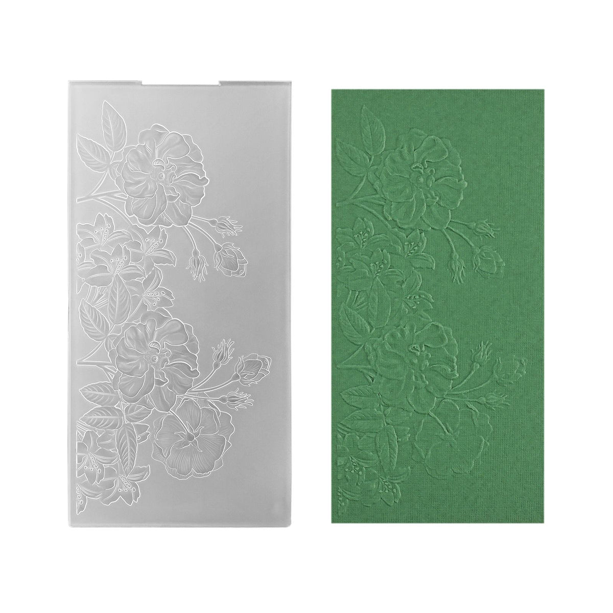 Le choix de Nellie • Dossier de gaufrage 3D fond roses sauvages 10,5x20,5cm