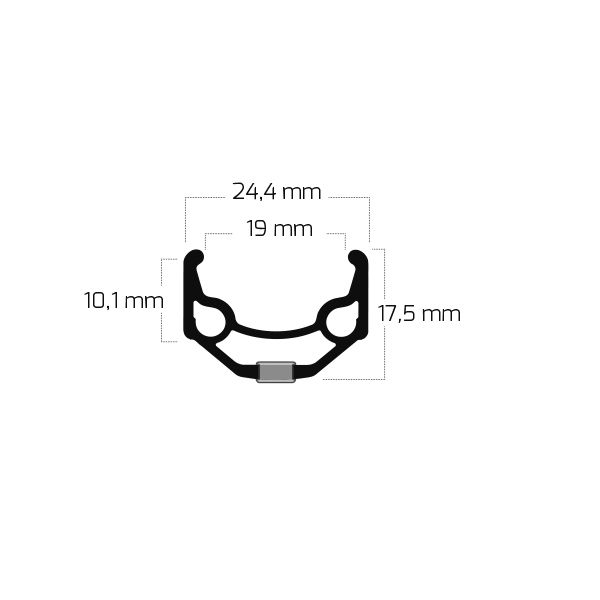 Ryde Velg Zac 19 26 559 x 19c Aluminium 32 trous 14g noir