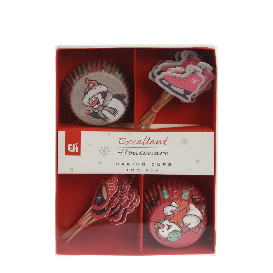 Excellent ensemble de cupcakes, articles ménagers, bonhomme de neige, 48 pièces