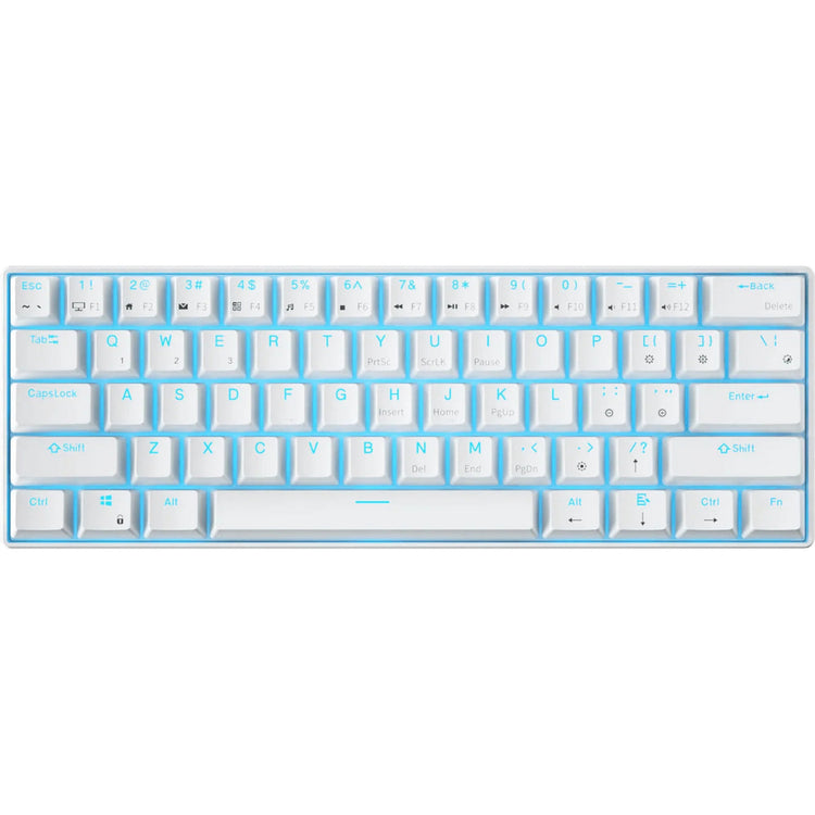 Royal Kludge RK61 clavier mécanique sans fil, clavier de jeu (blanc, disposition américaine, commutateur marron, 60 %, RVB, échange à chaud, Bluetooth USB-C 2,4 GHz)