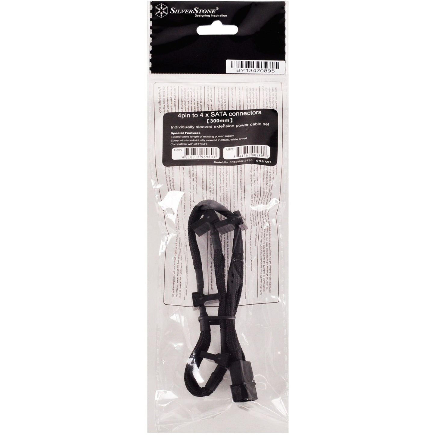 Adaptateur Silverstone Molex à 4 broches> 4x Sata à 15 broches