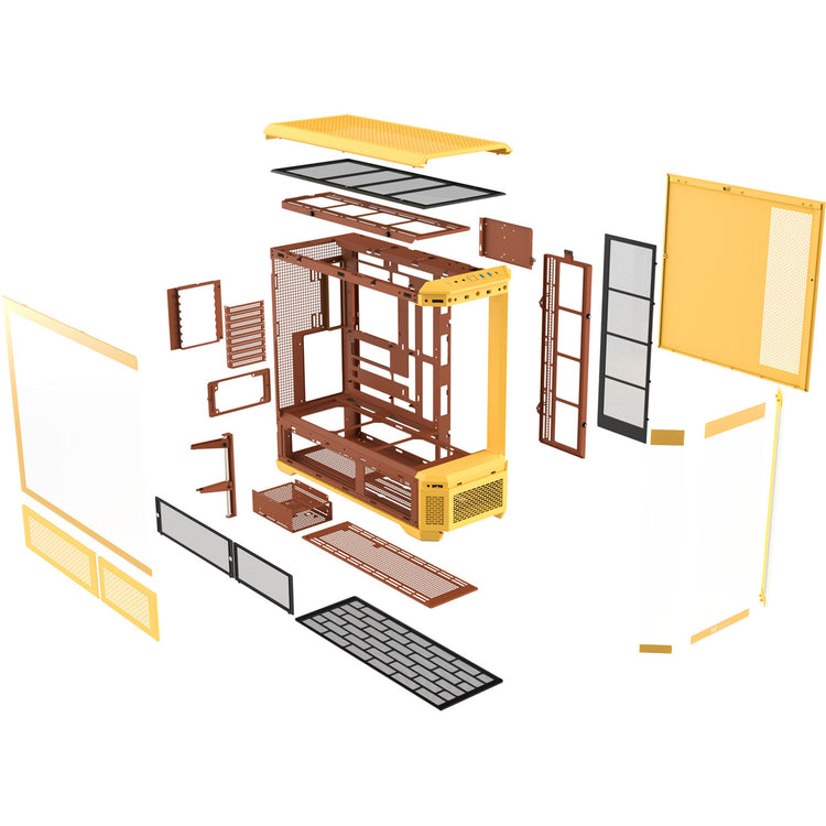 Boîtier grande tour Thermaltake view 600 tg caramel au beurre (jaune | 2x USB-A | 1x USB-C | verre trempé)