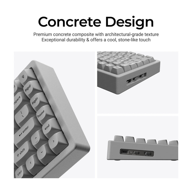 Clavier mécanique RVB Keychron K2 HE-F1C Concrete Edition (noir, disposition américaine (QWERTY), nébuleuse magnétique à double rail Gateron, 75 %, LED RVB, PBT osa double-shot, échange à chaud, 2,4 GHz | Bluetooth 5.2 | USB-C)