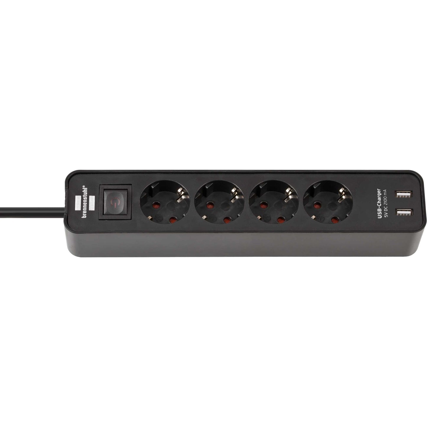Brennenstuhl Pobite avec commutateur 4 connexions + 2 ports USB noirs