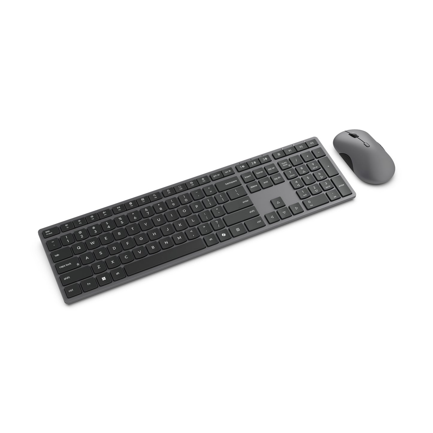 Ensemble de bureau combo sans fil multi-appareils moderne Lenovo 700 (gris, disposition américaine (Qwerty), 100 %, 4 000 dpi, 2,4 GHz, BT 5.3, USB-A)