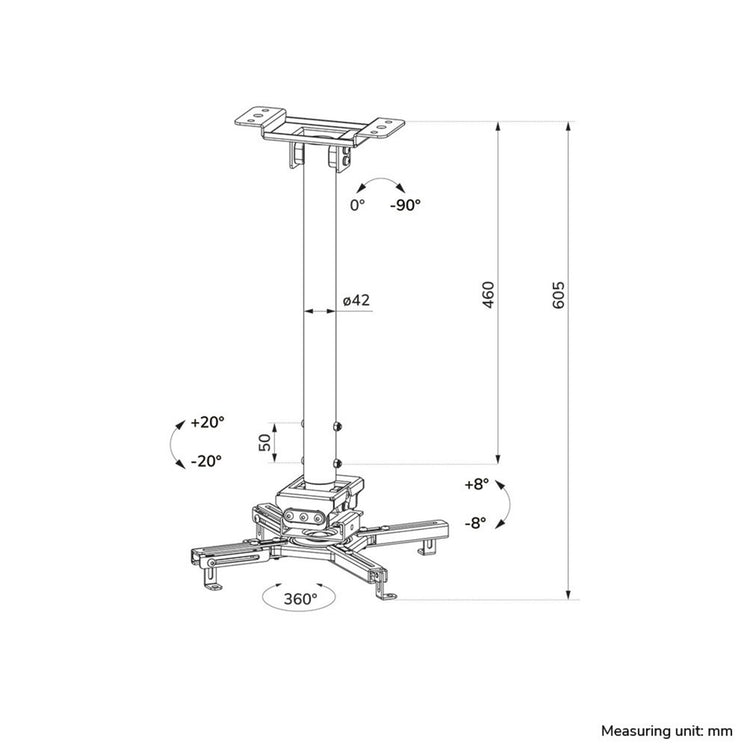 Neomounts cl25-540wh1 support de plafond pour projecteur support de plafond (blanc)