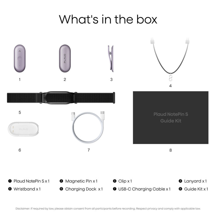 Machine à dicter Plaud notepin s (violet, 64 go, Bluetooth 5.2 BLE (Bluetooth low energy) Wi-Fi)