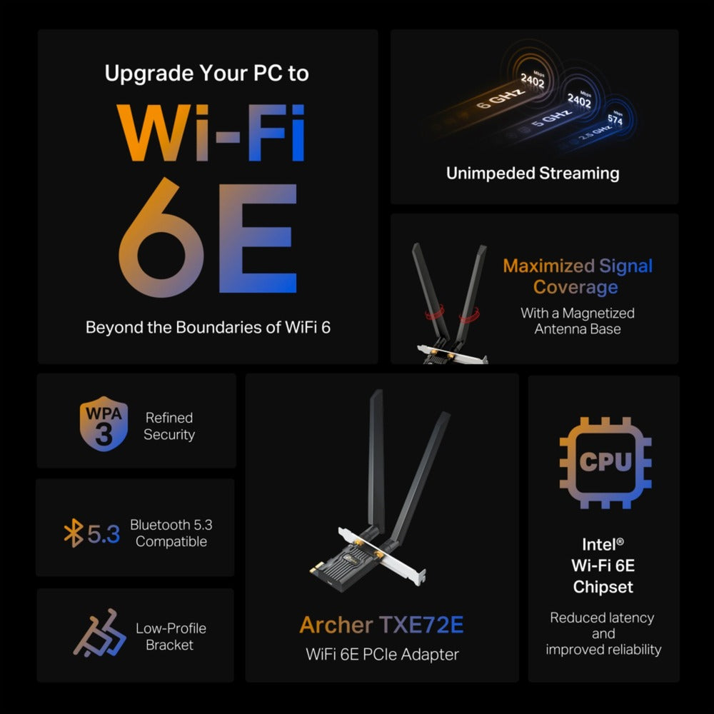 TP-Link Archer TXE72E AXE5400 Wi-Fi 6th Bluetooth 5.3 PCIe