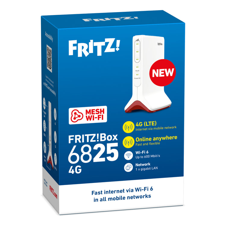 Fritz! box 6825 4g edition international routeur wlan lte (blanc rouge, wi-fi maillé, 4g 3g)