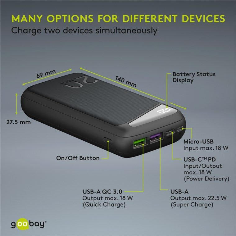 Goobay charge powerbank 20 000 mAh