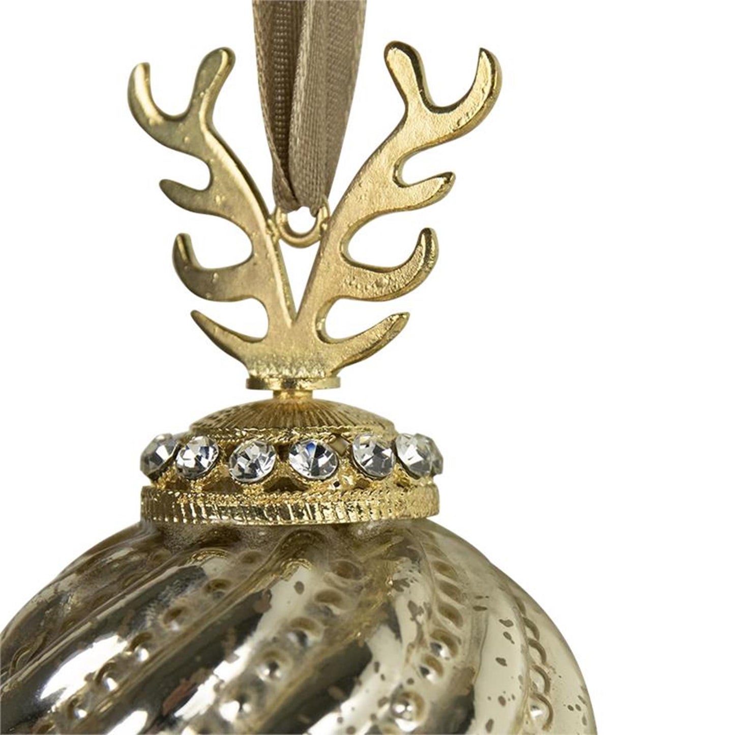 Boule de Noël en bois de cerf doré ø8cm