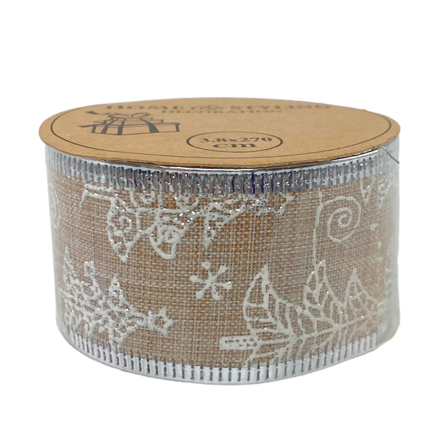 H s ruban cadeau jute sapin de Noël 3,8x270cm