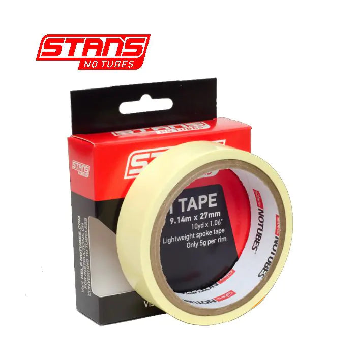 Fond de jante Stans notubes ruban jaune 27 mm de large rouleau 9 mètres (10yd) as0083