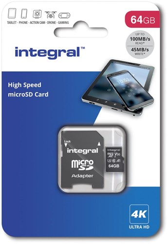 Carte mémoire micro SD intégrée v30 64 Go - 9500405