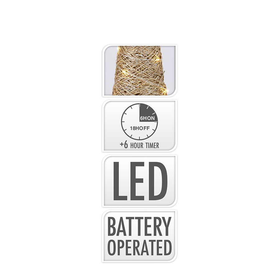 Cône LED doré 40 LED 78cm