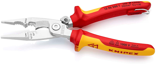 Pinces pour installations électriques Knipex isolées | boîtiers multi-composants | Approuvé VDE | ressort d'ouverture intégré - 13 96 200 t bk