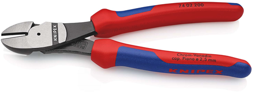 Pince coupante latérale électrique Knipex | longueur 200 mm | poignées multi-composants | noir atramenté - 74 02 200 sb