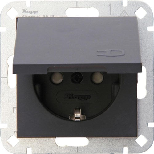 Kopp hk07 prise encastrable anthracite ra avec couvercle + sécurité enfant - 4623150