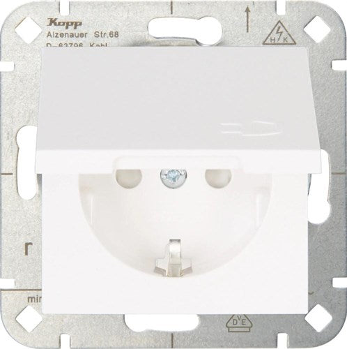 Kopp hk07 prise encastrable blanc pur mat avec couvercle + sécurité enfant - 4624150