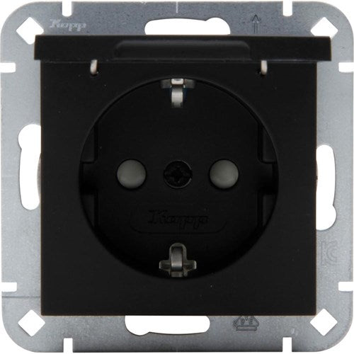 Kopp hk07 prise encastrable noir pur mat avec couvercle + sécurité enfant - 4624650