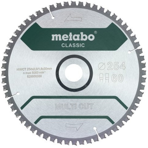 Accessoires Metabo lame de scie circulaire | classique multi-coupes | 254x30mm | z60 fz tz 5°nég - 628285000