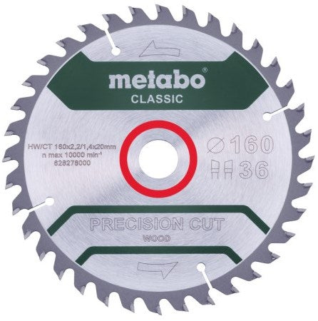 Accessoires Metabo lame de scie circulaire | classique coupé avec précision | 160x20mm | z36 wz 10° - 628278000