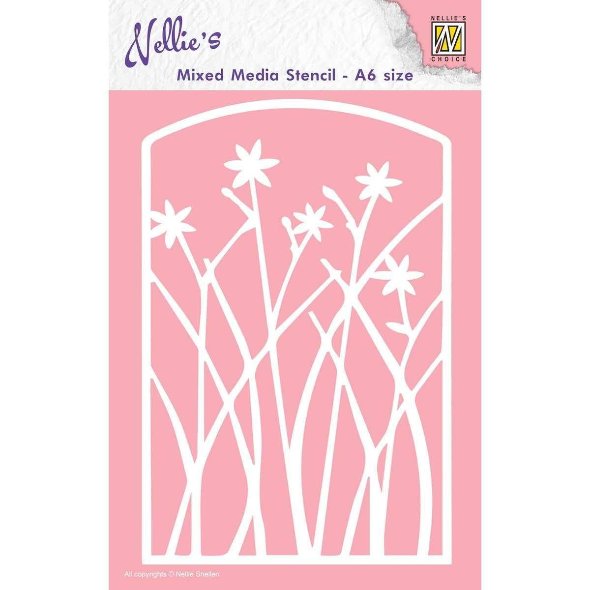 Le choix de Nellie • pochoir cadre format a6 avec fleurs