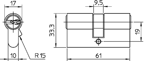 Cylindre double profil Nemef 142 9 | 3 clés | plaquette | 61mm-9014209290