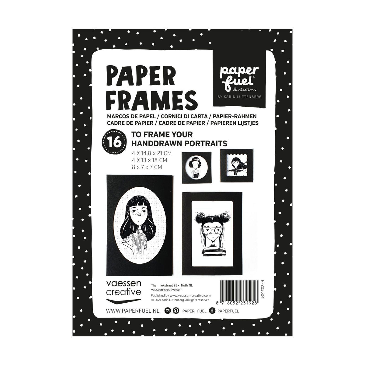Paperfuel • cadres en papier 16 feuilles noir