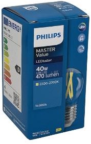 Philips LED bullet E27 3,4-40W filament clair dimtone - LED3747