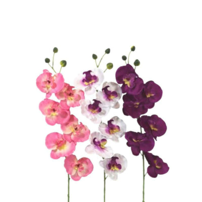 Orchidée fleur artificielle 78 cm 3 couleurs assorties | 48 pièces